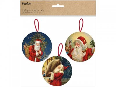 Dekoration Julkulor papper 8cm 3/fp