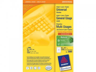 Etikett AVERY Ultragri 70x67,7mm 1200/FP