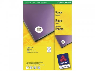 Etikett AVERY Rund 60mm 1200/FP
