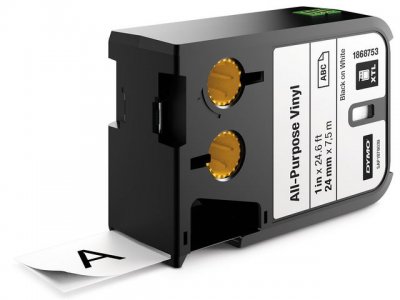 Tape DYMO XTL 24mm Sva på Vit 7m 186875