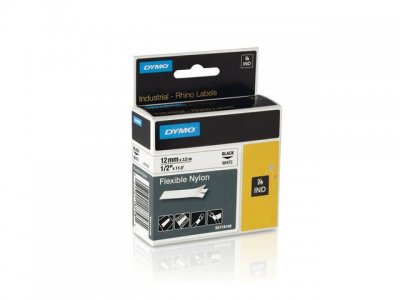 Tape Rhino flex nylon 12mm svart på vit