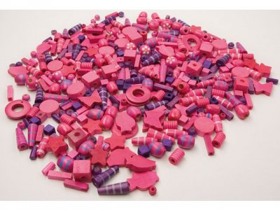 Träpärlor mix rosa/lila 250gr