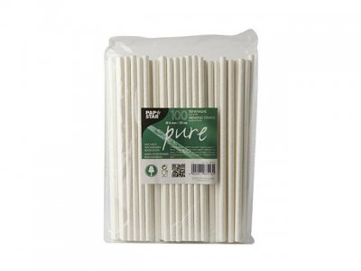 Sugrör PURE papper 6mm x 20cm vit 100/F