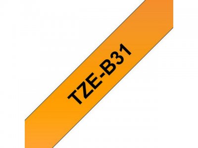 Tape BROTHER TZEB31 12mm svart på orang