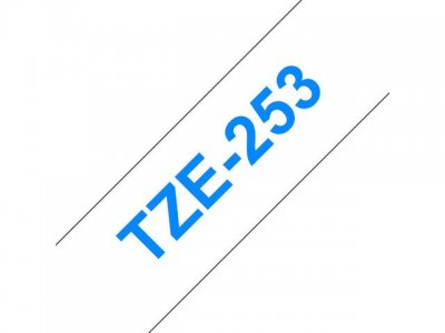 Tape BROTHER TZE253 24mm blå på vit