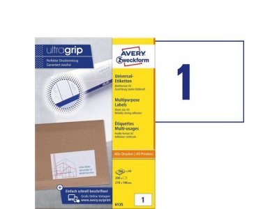Etikett AVERY A5 210x148mm 200/FP