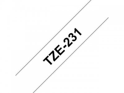 Tape 12mm TZe-231 Svart på Vit