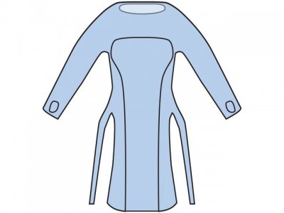 Förkläde lång ärm 98x125cm blå 20/FP