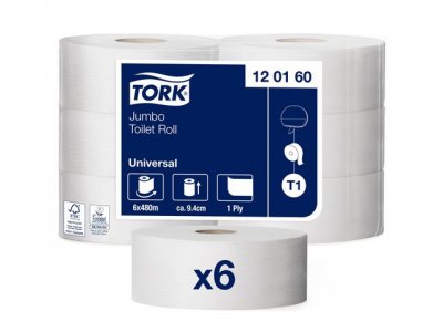 Toalettpapper TORK Uni T1 1-lag 480m