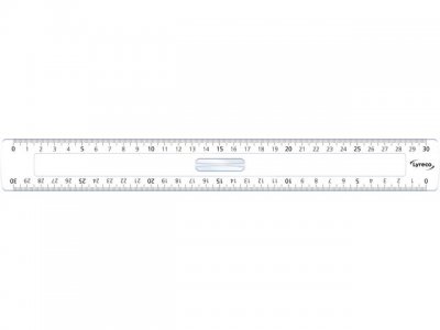 Linjal LYRECO med 2 mått 30cm glasklar
