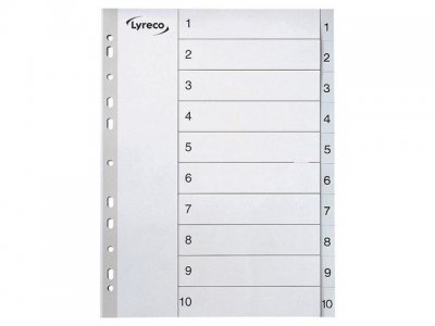 Plastregister LYRECO A4 PP 1-10 grå