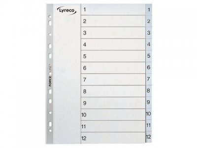 Plastregister LYRECO A4 PP 1-12 grå