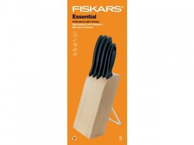 Fiskars Essential knivblock med 5 knivar