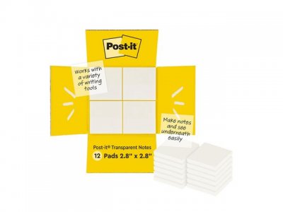 Notes POST-IT 73x73mm transparent 12/FP