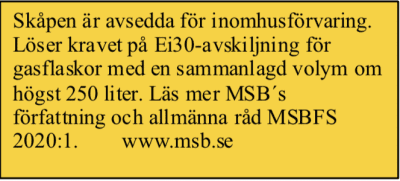Ei30 Avskiljande Gas- och Gasolskåp H853 x B925 x D770 mm.